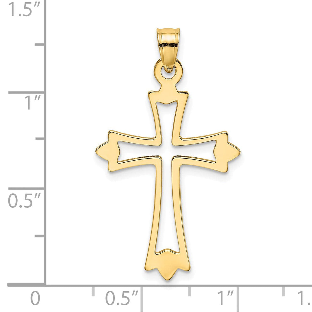 Lovely Rita's Charms & Pendants 14K Yellow Gold Classic & Cut-Out Fleur de Lis Cross Pendant