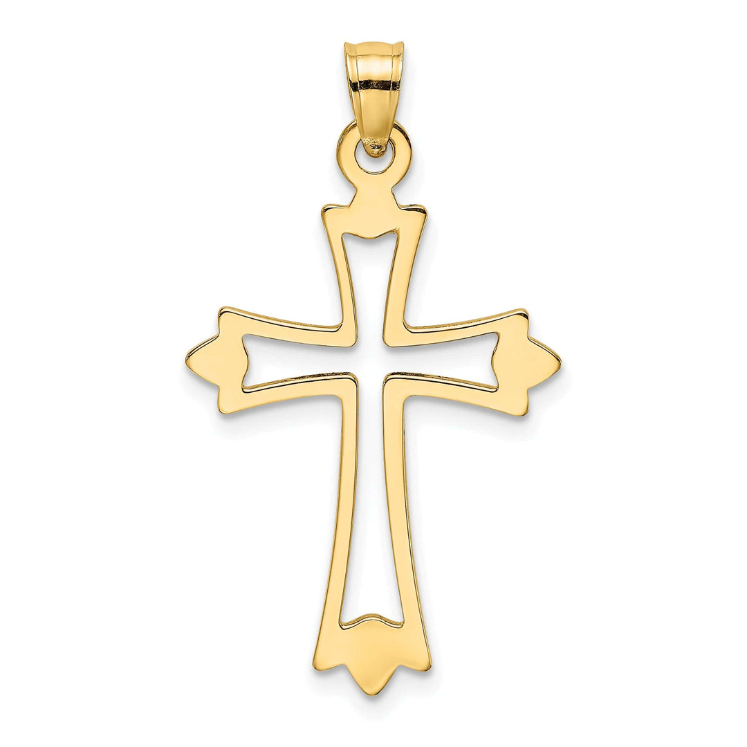 Lovely Rita's Charms & Pendants 14K Yellow Gold Classic & Cut-Out Fleur de Lis Cross Pendant