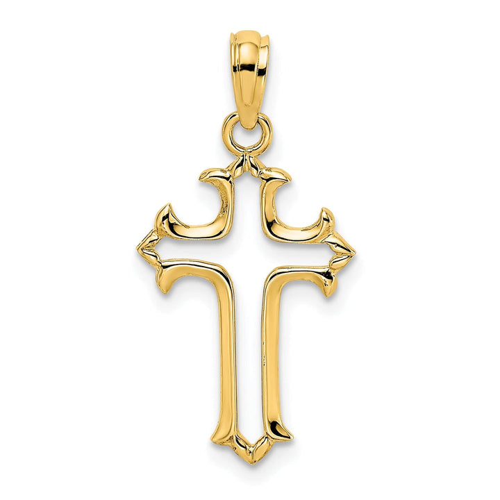 Lovely Rita's Charms & Pendants 14K Yellow Gold Classic Cut-Out Fleur de Lis Cross Pendant