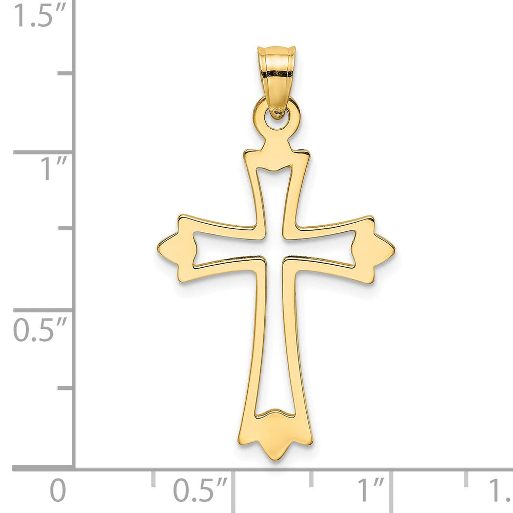 Lovely Rita's Charms & Pendants 14K Yellow Gold Classic & Cut-Out Fleur de Lis Cross Pendant