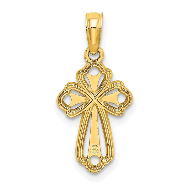 Lovely Rita's Charms & Pendants 14K Yellow Gold Classic Cut-Out & Textured Fleur de Lis Cross Pendant