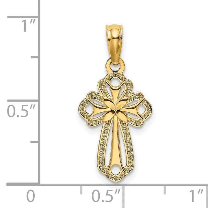 Lovely Rita's Charms & Pendants 14K Yellow Gold Classic Cut-Out & Textured Fleur de Lis Cross Pendant
