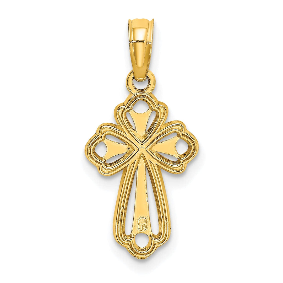 Lovely Rita's Charms & Pendants 14K Yellow Gold Classic Cut-Out & Textured Fleur de Lis Cross Pendant