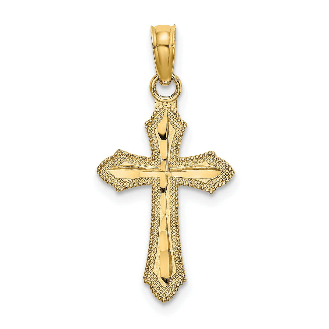Lovely Rita's Charms & Pendants 14K Yellow Gold Classic D.C Beaded Edge Fleur de Lis Cross Pendant