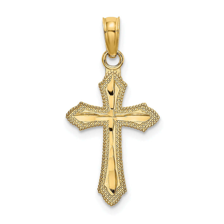 Lovely Rita's Charms & Pendants 14K Yellow Gold Classic D.C Beaded Edge Fleur de Lis Cross Pendant