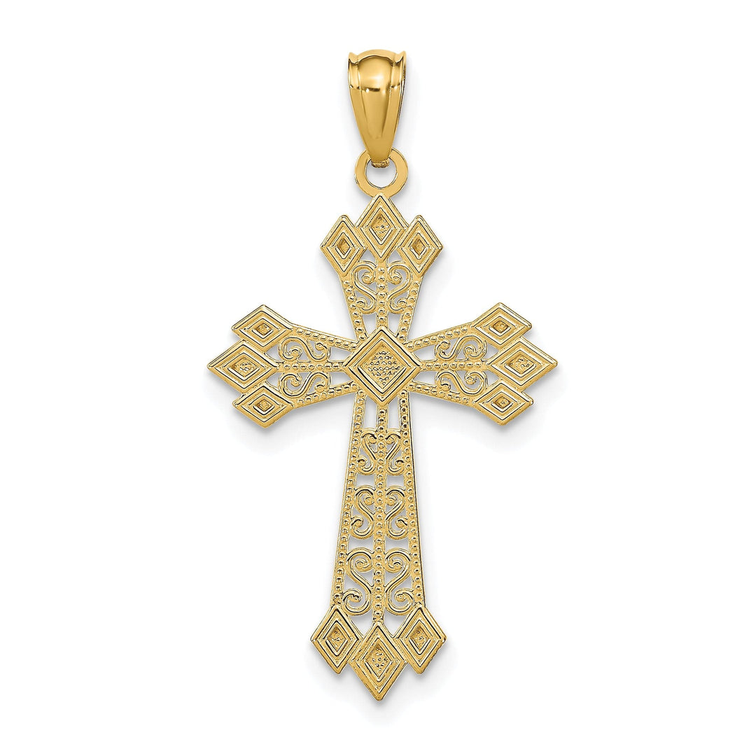 Lovely Rita's Charms & Pendants 14K Yellow Gold Classic D.C Filigree Fleur de Lis Cross Pendant