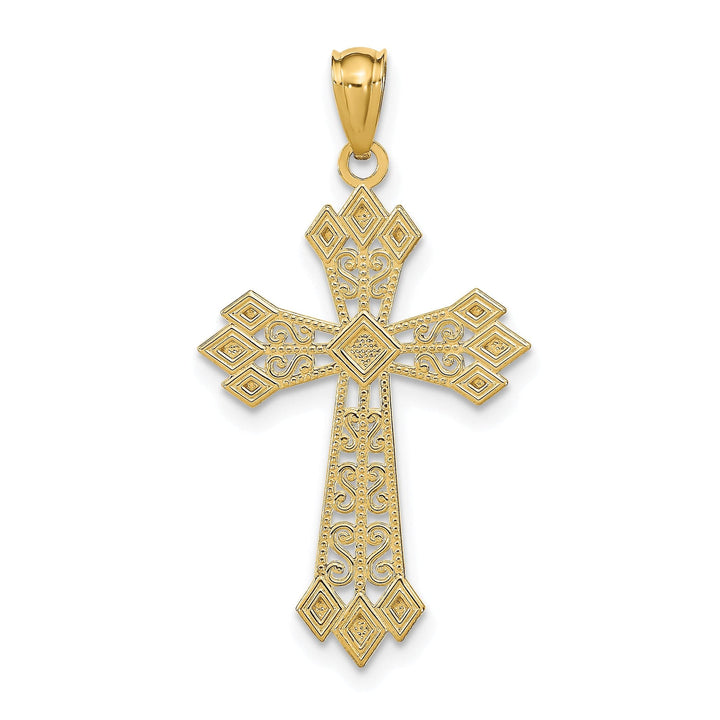 Lovely Rita's Charms & Pendants 14K Yellow Gold Classic D.C Filigree Fleur de Lis Cross Pendant