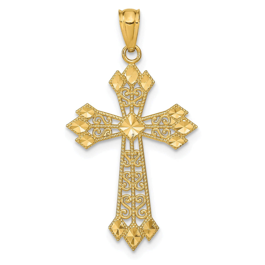 Lovely Rita's Charms & Pendants 14K Yellow Gold Classic D.C Filigree Fleur de Lis Cross Pendant