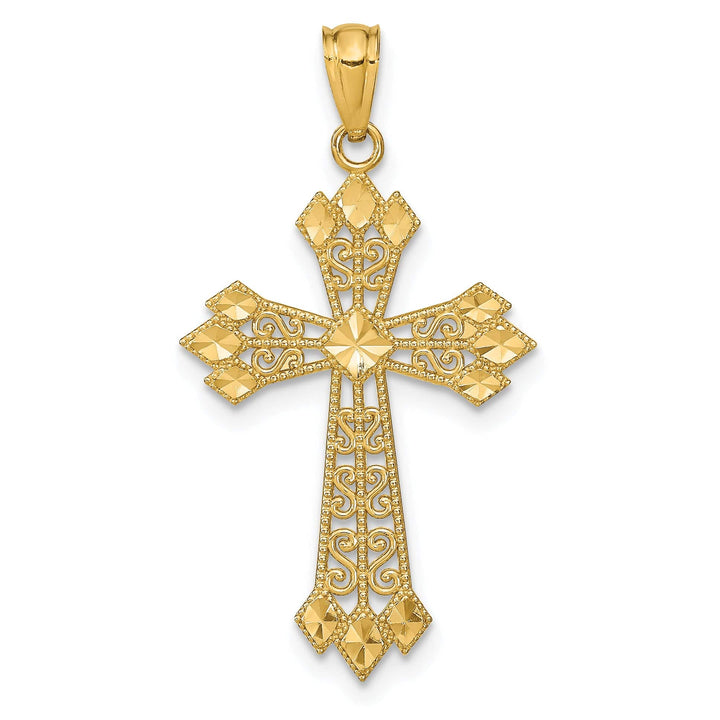 Lovely Rita's Charms & Pendants 14K Yellow Gold Classic D.C Filigree Fleur de Lis Cross Pendant