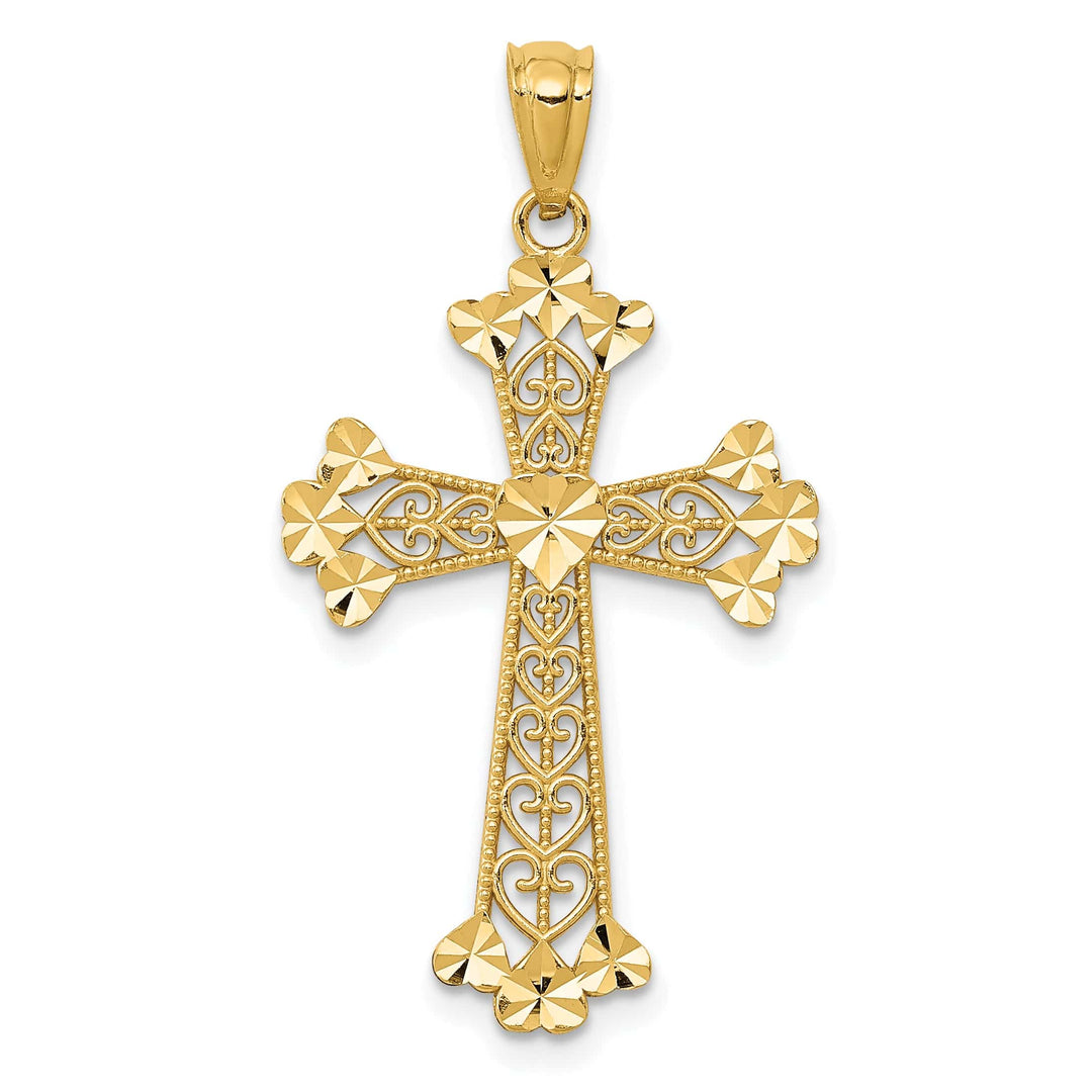 Lovely Rita's Charms & Pendants 14K Yellow Gold Classic D.C Filigree Hearts Fleur de Lis Cross Pendant