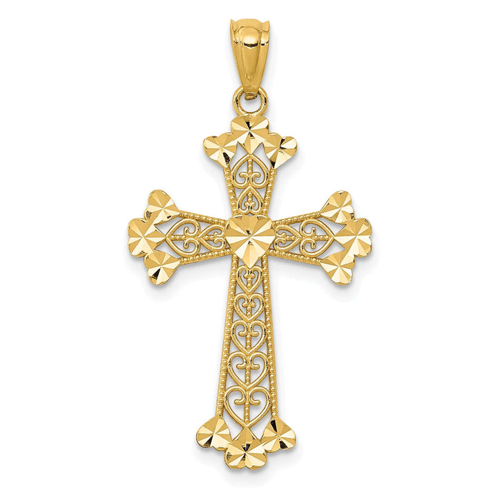 Lovely Rita's Charms & Pendants 14K Yellow Gold Classic D.C Filigree Hearts Fleur de Lis Cross Pendant