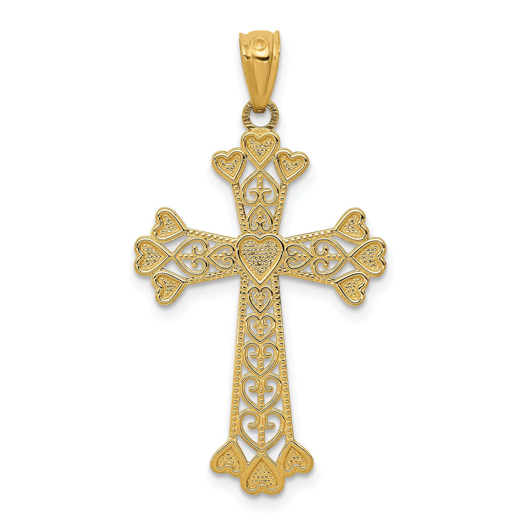 Lovely Rita's Charms & Pendants 14K Yellow Gold Classic D.C Filigree Hearts Fleur de Lis Cross Pendant
