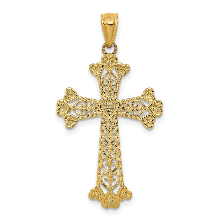 Lovely Rita's Charms & Pendants 14K Yellow Gold Classic D.C Filigree Hearts Fleur de Lis Cross Pendant