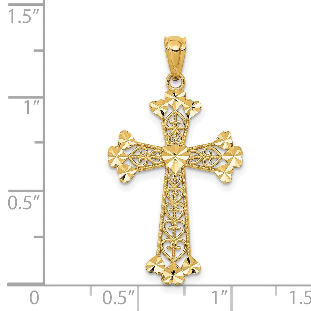 Lovely Rita's Charms & Pendants 14K Yellow Gold Classic D.C Filigree Hearts Fleur de Lis Cross Pendant