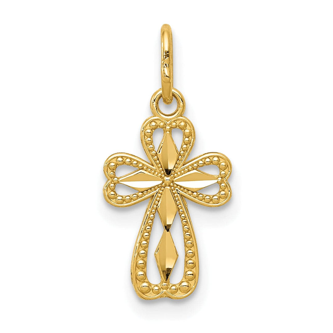 Lovely Rita's Charms & Pendants 14K Yellow Gold Classic D.C Polished Small Fleur de Lis Cross Pendant