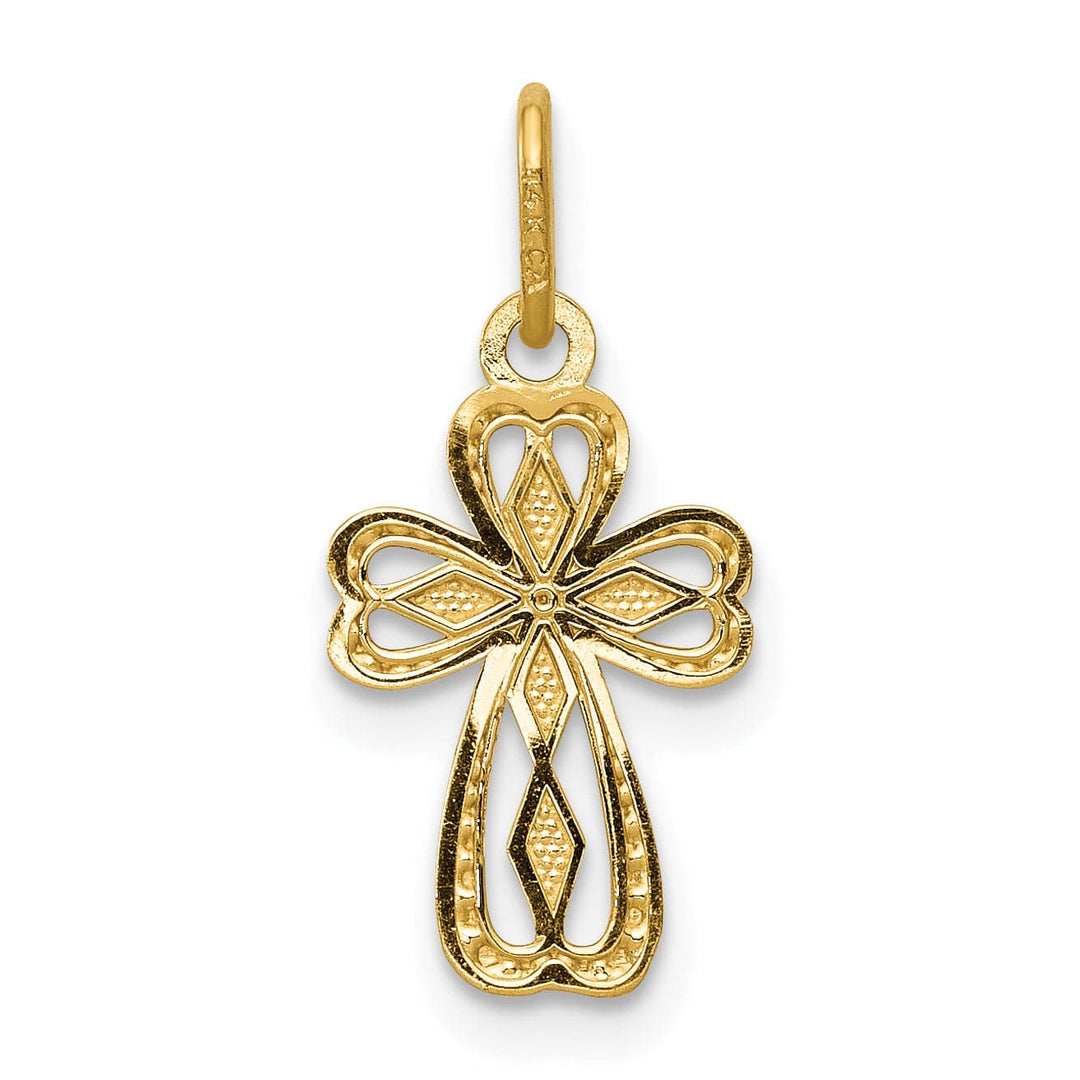 Lovely Rita's Charms & Pendants 14K Yellow Gold Classic D.C Polished Small Fleur de Lis Cross Pendant
