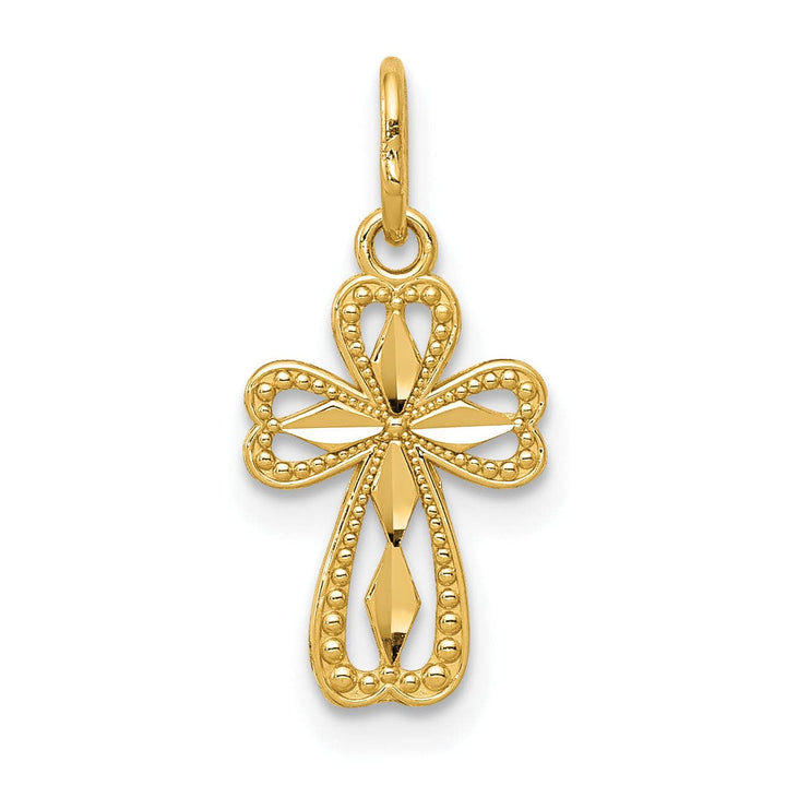 Lovely Rita's Charms & Pendants 14K Yellow Gold Classic D.C Polished Small Fleur de Lis Cross Pendant