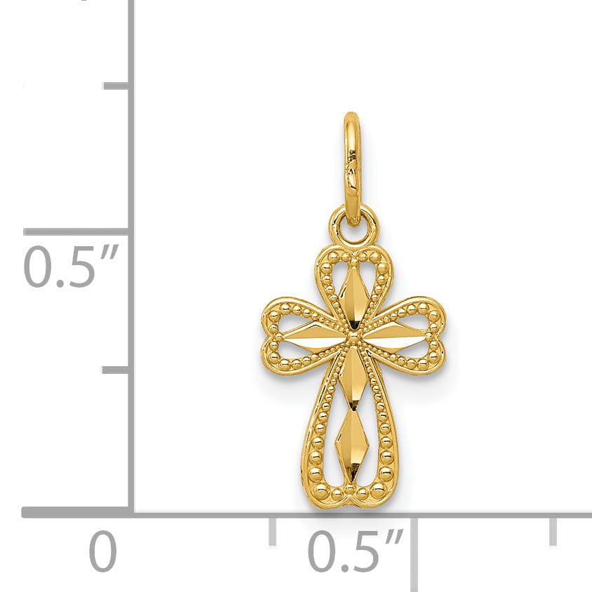 Lovely Rita's Charms & Pendants 14K Yellow Gold Classic D.C Polished Small Fleur de Lis Cross Pendant