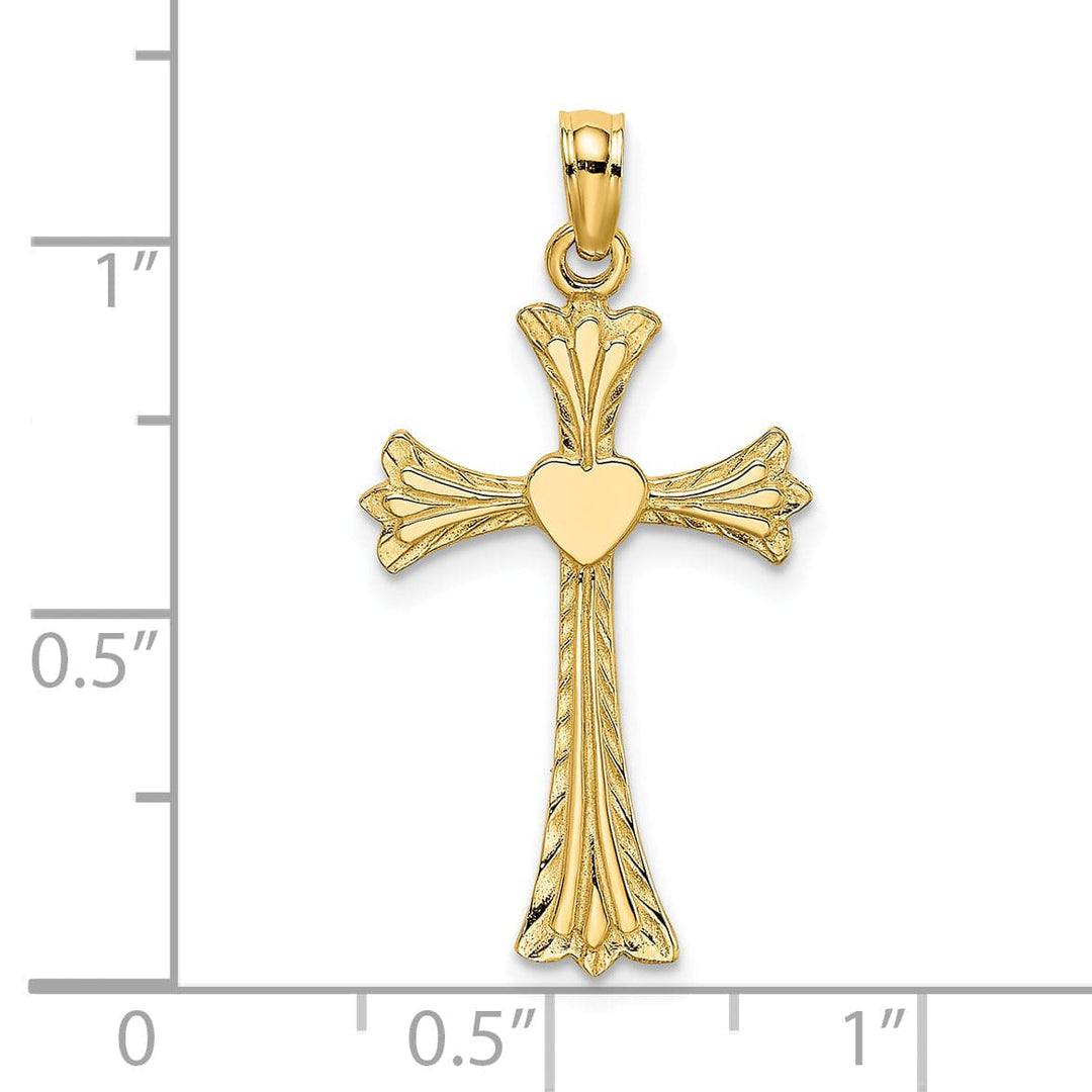 Lovely Rita's Charms & Pendants 14K Yellow Gold Classic & Engraved Heart Fleur de Lis Cross Pendant