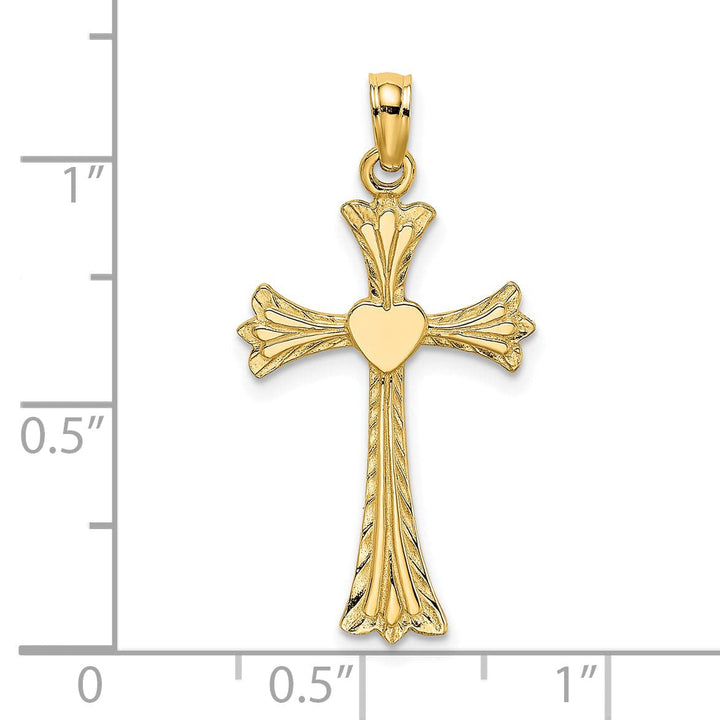 Lovely Rita's Charms & Pendants 14K Yellow Gold Classic & Engraved Heart Fleur de Lis Cross Pendant