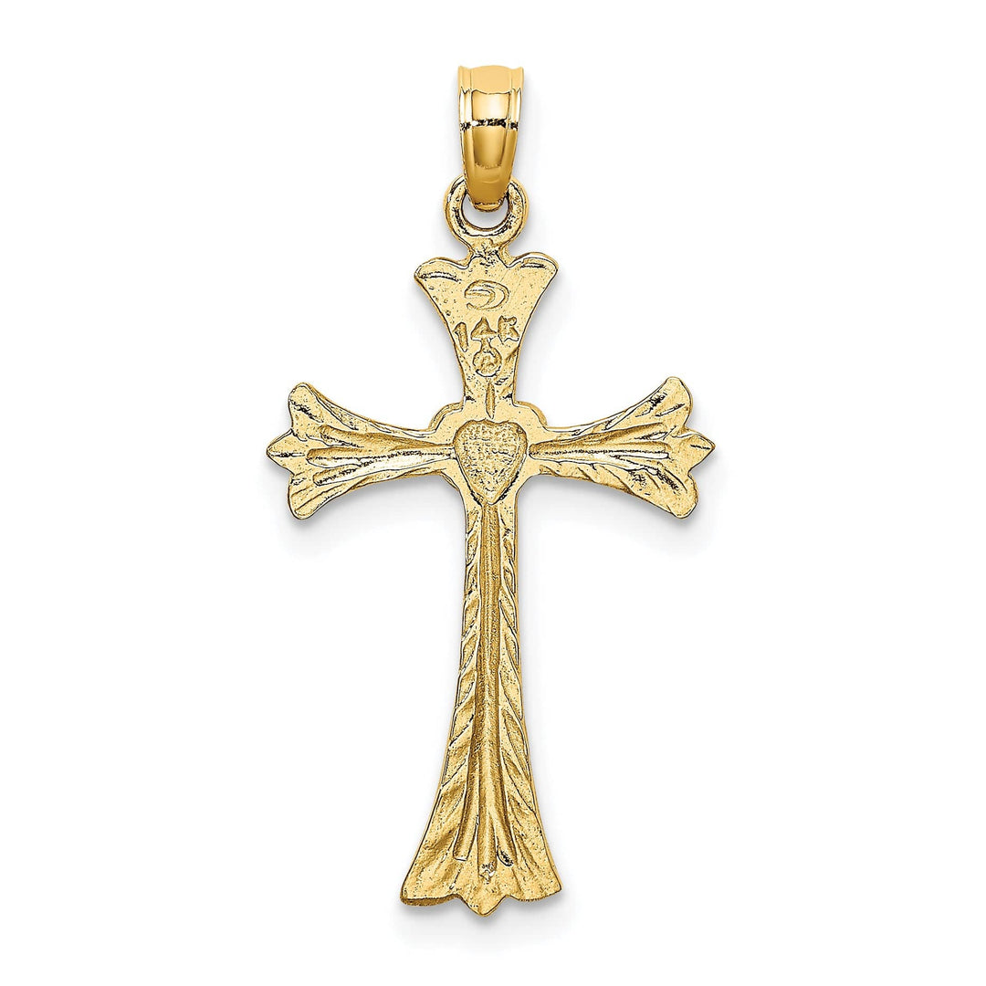 Lovely Rita's Charms & Pendants 14K Yellow Gold Classic & Engraved Heart Fleur de Lis Cross Pendant