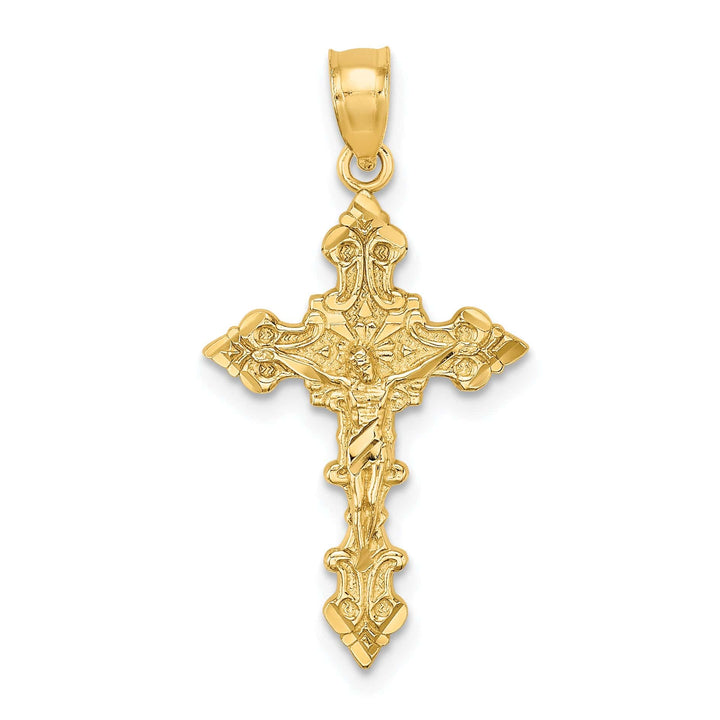 Lovely Rita's Charms & Pendants 14K Yellow Gold Classic Fancy Edges Crucifix Cross Pendant