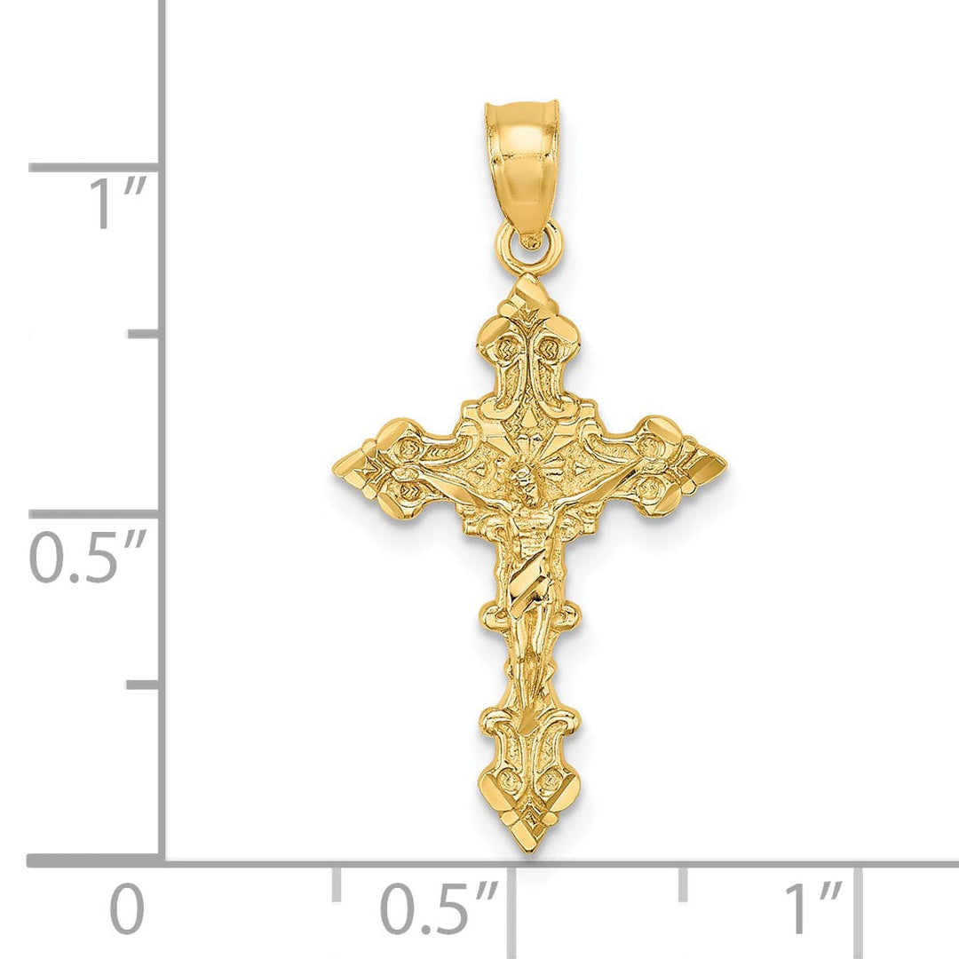 Lovely Rita's Charms & Pendants 14K Yellow Gold Classic Fancy Edges Crucifix Cross Pendant