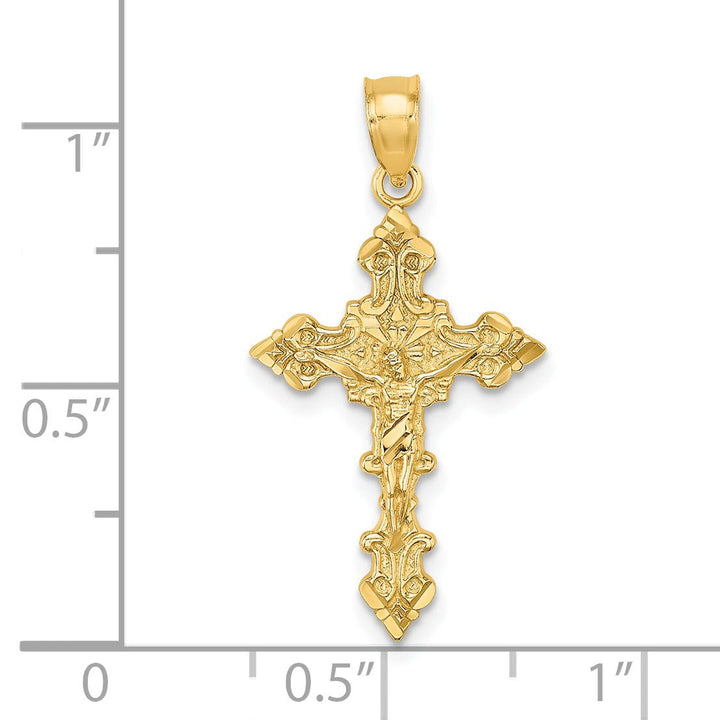 Lovely Rita's Charms & Pendants 14K Yellow Gold Classic Fancy Edges Crucifix Cross Pendant