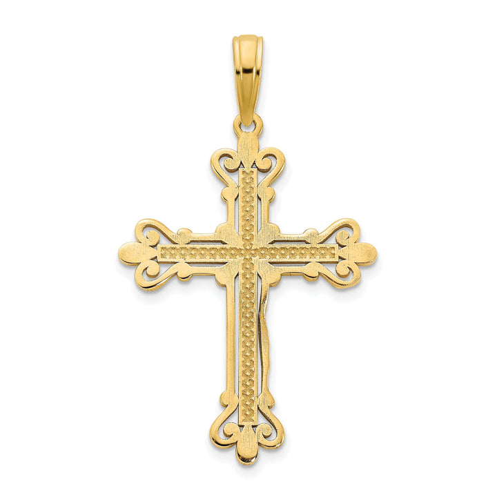 Lovely Rita's Charms & Pendants 14K Yellow Gold Classic Fancy Fleur de Lis Cross Pendant