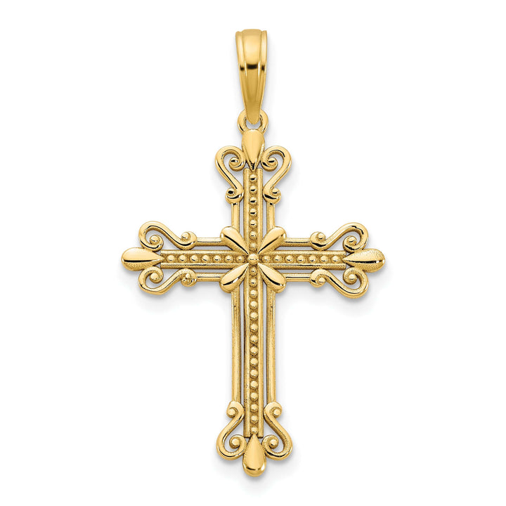 Lovely Rita's Charms & Pendants 14K Yellow Gold Classic Fancy Fleur de Lis Cross Pendant