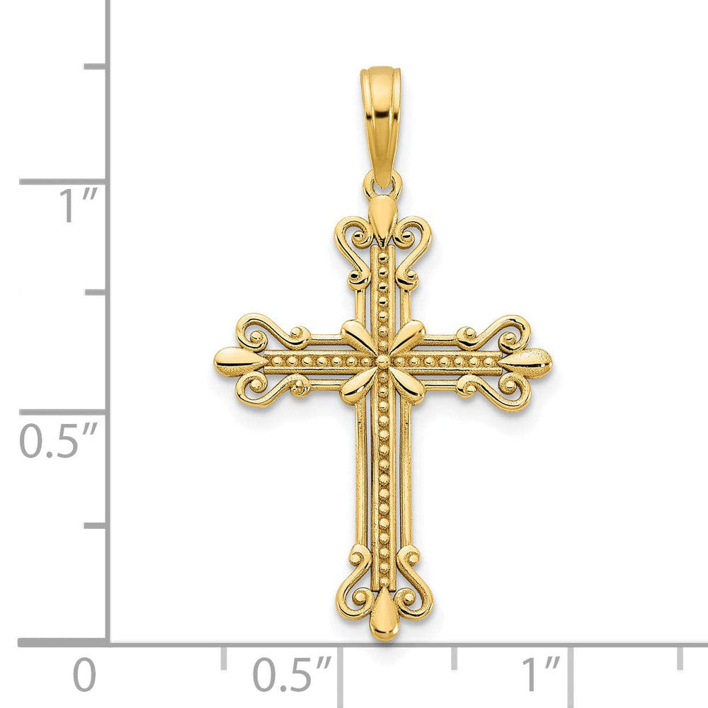 Lovely Rita's Charms & Pendants 14K Yellow Gold Classic Fancy Fleur de Lis Cross Pendant