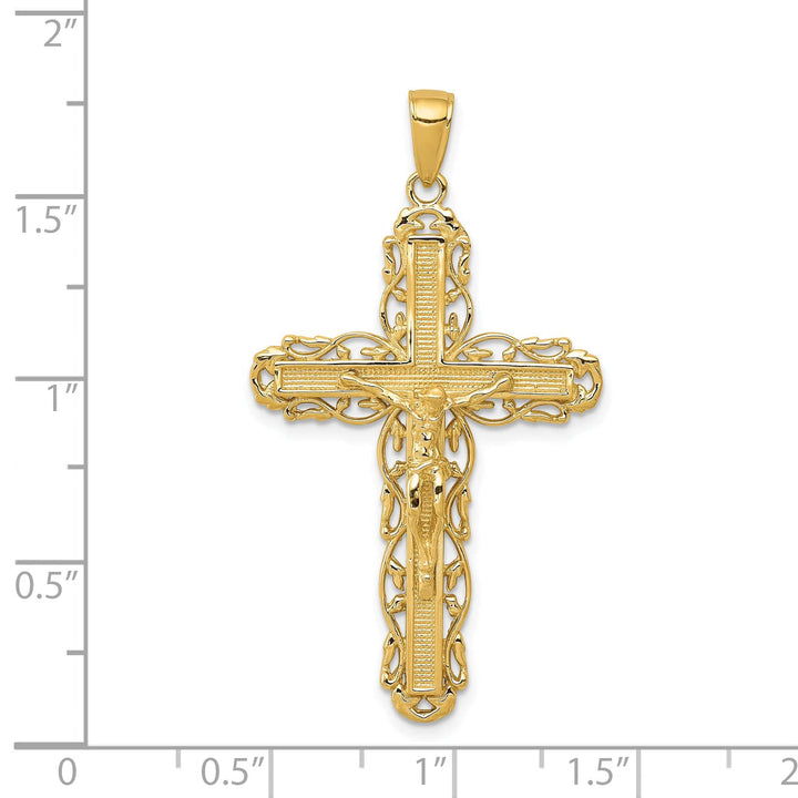 Lovely Rita's Charms & Pendants 14K Yellow Gold Classic Filigree Fleur de Lis Cross Pendant