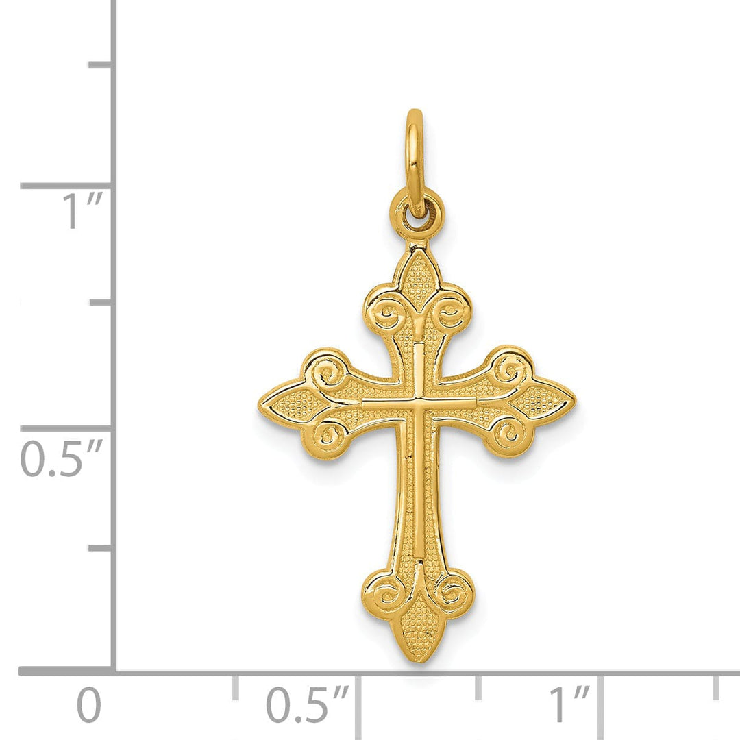 Lovely Rita's Charms & Pendants 14K Yellow Gold Classic Fleur de Lis Cross Pendant