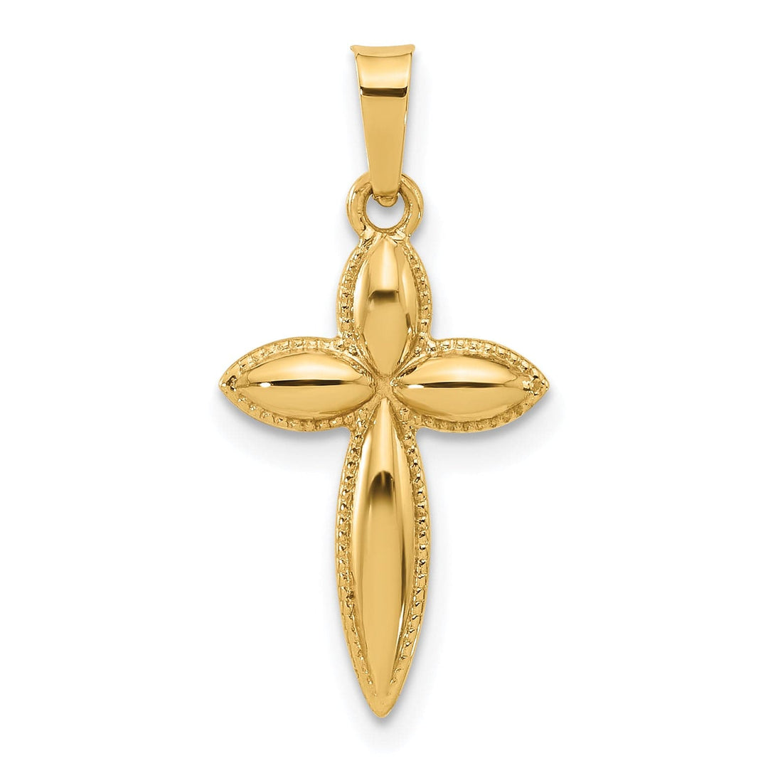 Lovely Rita's Charms & Pendants 14K Yellow Gold Classic Hollow Beaded Edge Passion Cross Pendant
