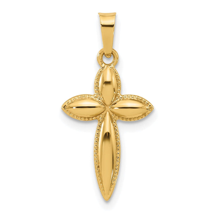 Lovely Rita's Charms & Pendants 14K Yellow Gold Classic Hollow Beaded Edge Passion Cross Pendant