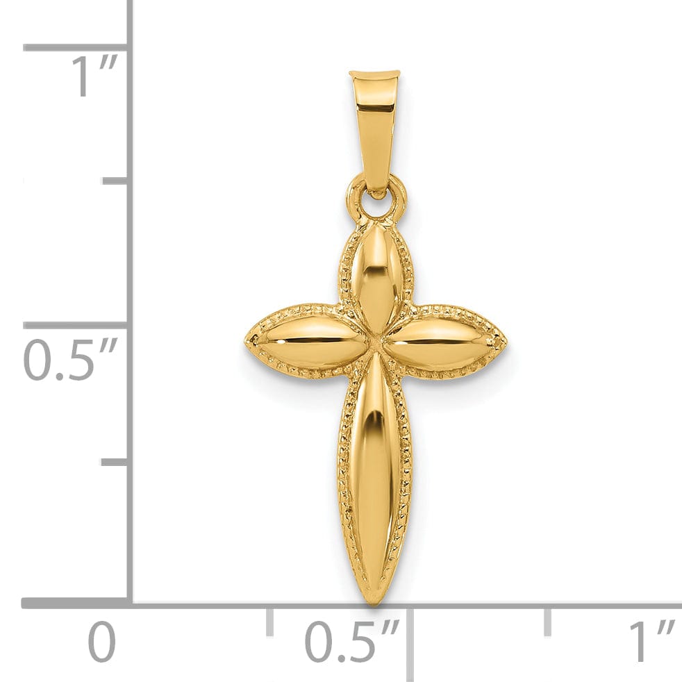 Lovely Rita's Charms & Pendants 14K Yellow Gold Classic Hollow Beaded Edge Passion Cross Pendant