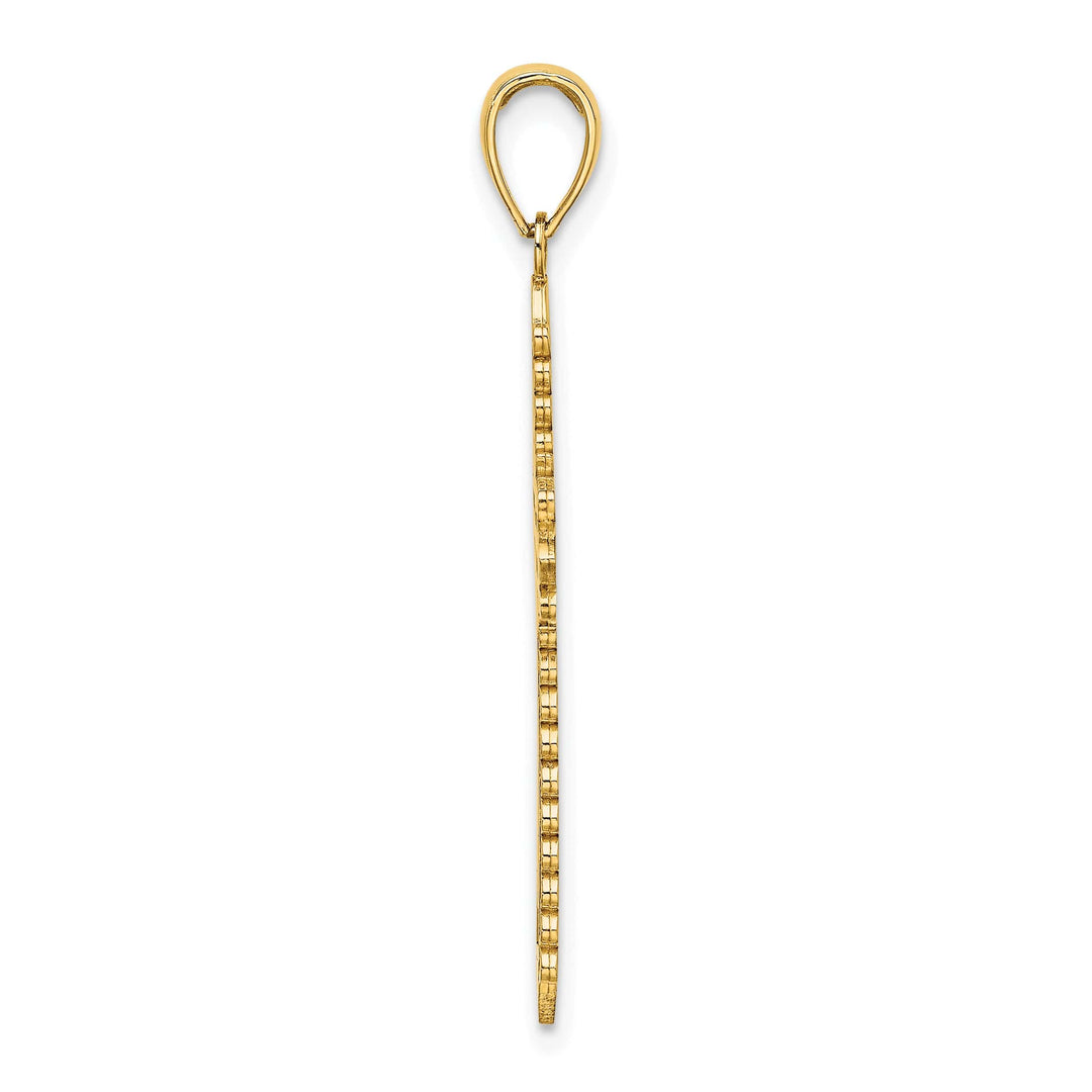 Lovely Rita's Charms & Pendants 14K Yellow Gold Classic Lace Border Fleur de Lis Cross Pendant