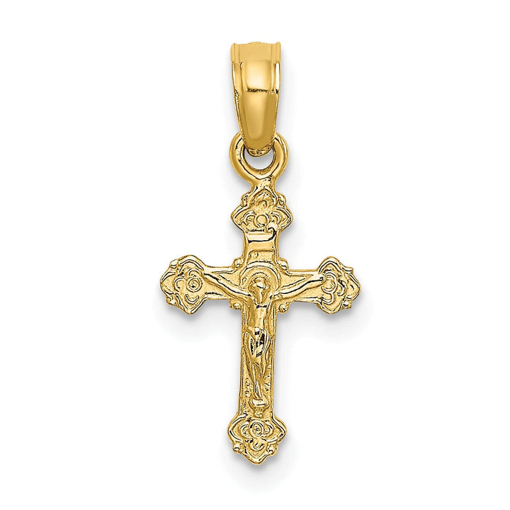Lovely Rita's Charms & Pendants 14K Yellow Gold Classic Mini Fancy Tips Crucifix Cross