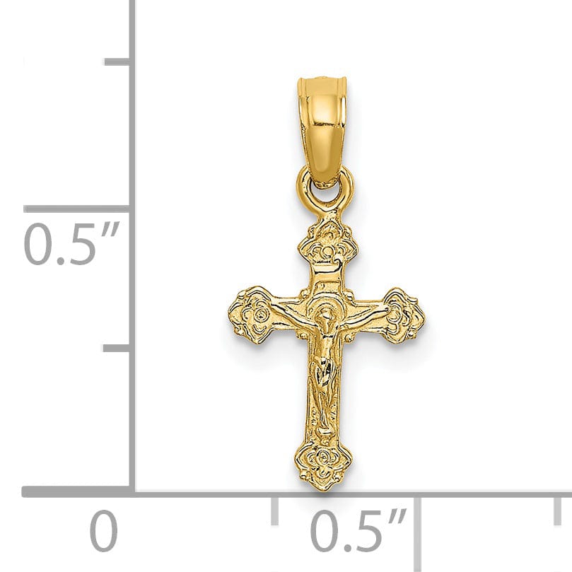 Lovely Rita's Charms & Pendants 14K Yellow Gold Classic Mini Fancy Tips Crucifix Cross