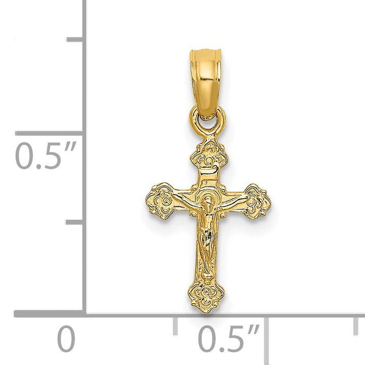 Lovely Rita's Charms & Pendants 14K Yellow Gold Classic Mini Fancy Tips Crucifix Cross