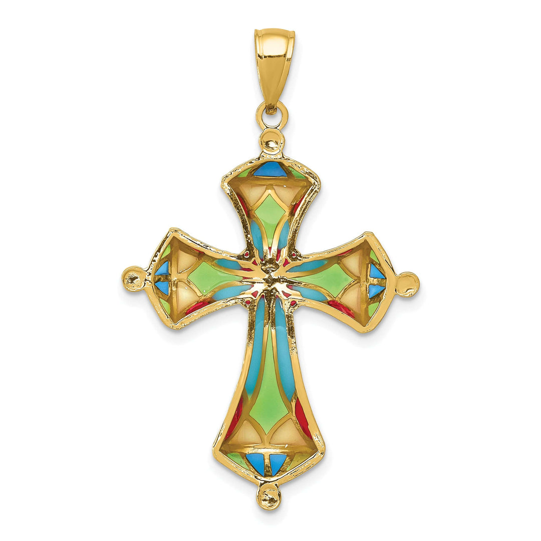 Lovely Rita's Charms & Pendants 14K Yellow Gold Classic Multi Color Enamel Passion Cross Pendant
