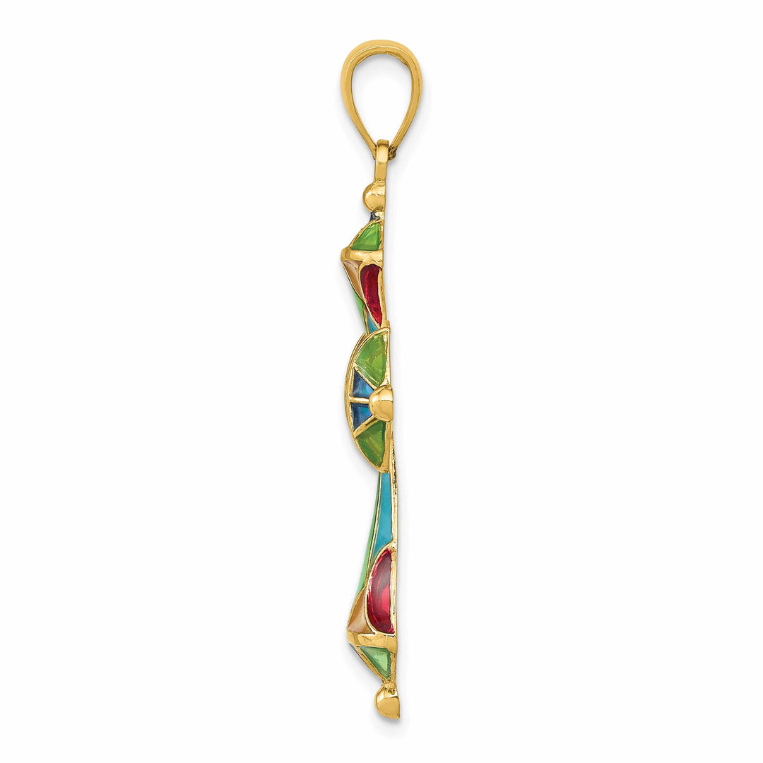 Lovely Rita's Charms & Pendants 14K Yellow Gold Classic Multi Color Enamel Passion Cross Pendant