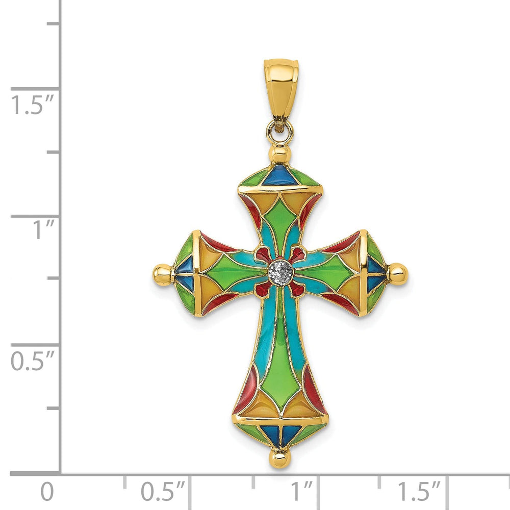 Lovely Rita's Charms & Pendants 14K Yellow Gold Classic Multi Color Enamel Passion Cross Pendant