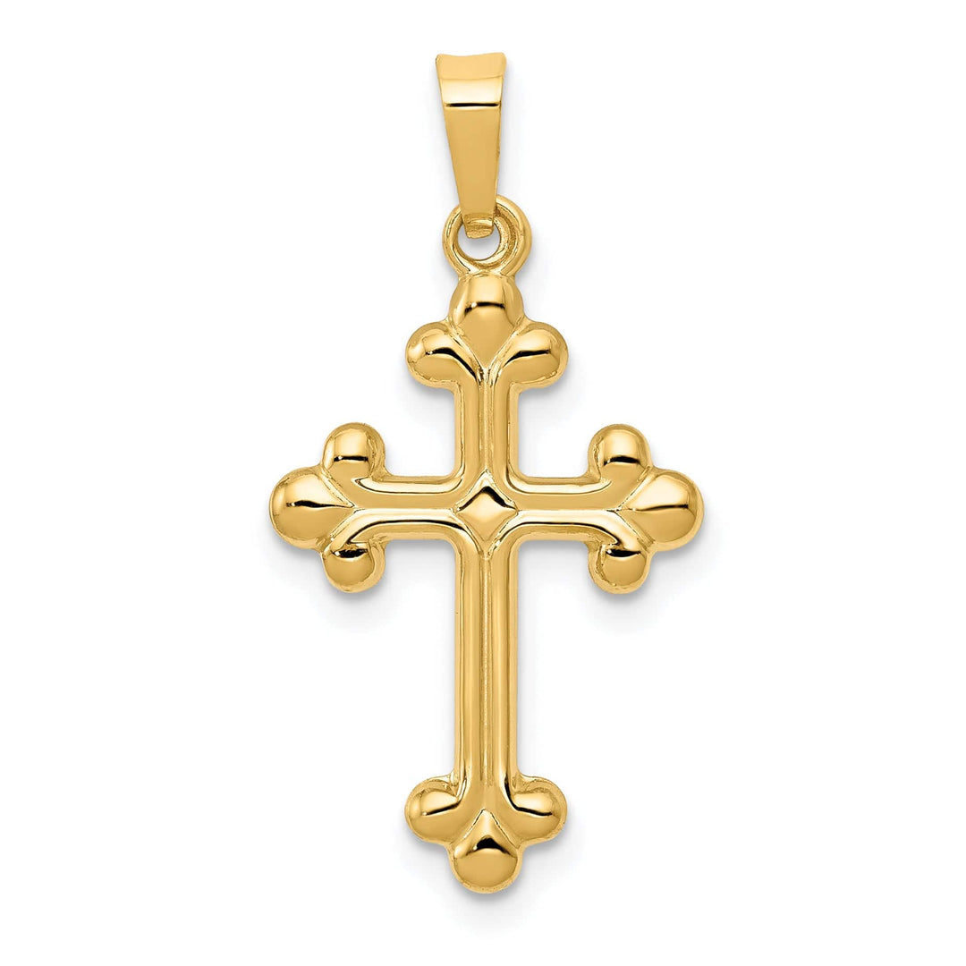 Lovely Rita's Charms & Pendants 14K Yellow Gold Classic Polished Budded Fleur de Lis Cross Pendant