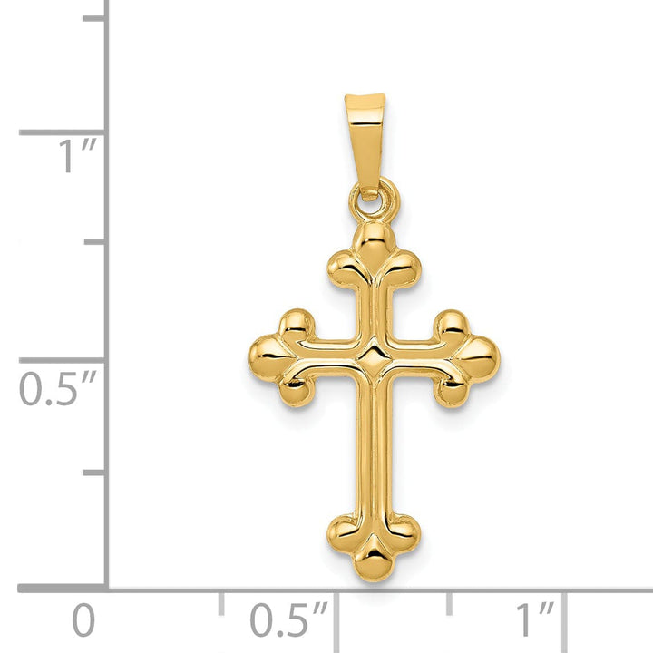 Lovely Rita's Charms & Pendants 14K Yellow Gold Classic Polished Budded Fleur de Lis Cross Pendant