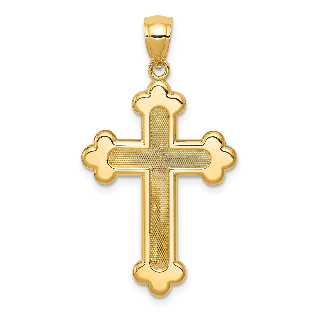 Lovely Rita's Charms & Pendants 14K Yellow Gold Classic & Polished Budded Fleur de Lis Cross Pendant