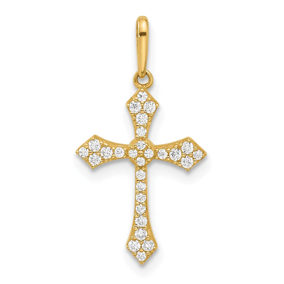 Lovely Rita's Charms & Pendants 14K Yellow Gold Classic Polished CZ Passion Cross Pendant