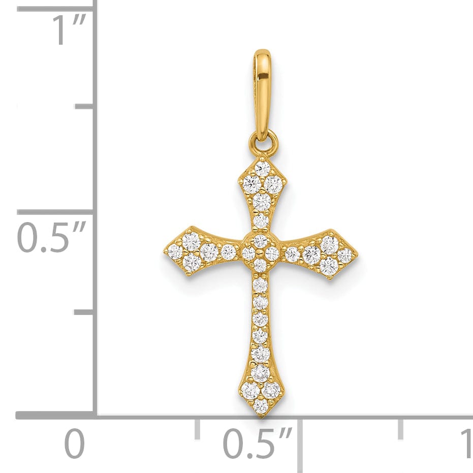 Lovely Rita's Charms & Pendants 14K Yellow Gold Classic Polished CZ Passion Cross Pendant