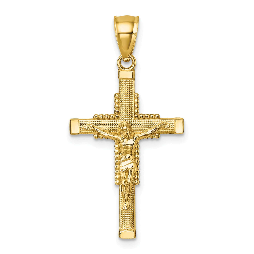 Lovely Rita's Charms & Pendants 14K Yellow Gold Classic Polished D.C Textured Crucifix Cross Pendant