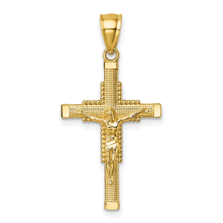 Lovely Rita's Charms & Pendants 14K Yellow Gold Classic Polished D.C Textured Crucifix Cross Pendant